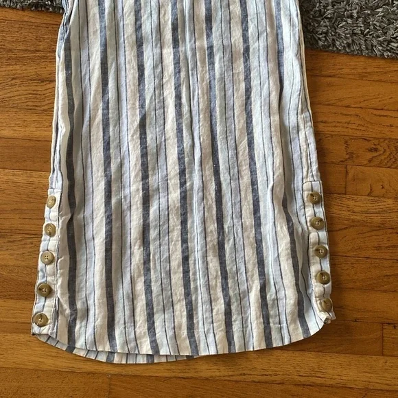Madewell Linen Side-Button Striped Easy Dress Size XXS - Picture 6 of 16